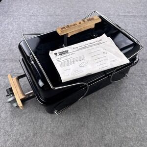 Vintage Weber Marlboro Gas Go-Anywhere Portable Propane Grill Black Camping BBQ